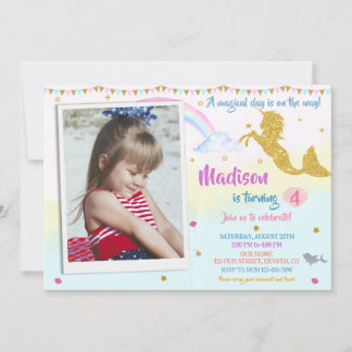 Foto mermicorn Geburtstagseinladung Magisches Part Einladung