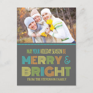 Foto Merry & Bright Postcard Bunte Weihnachten