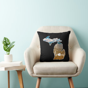 Foto Michigan Silhouette mit Zuhause auf Schwarz Kissen