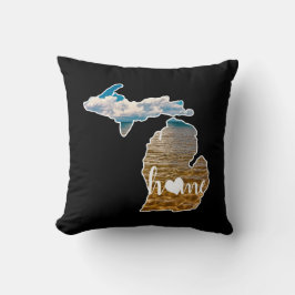 Foto Michigan Silhouette mit Zuhause auf Schwarz Kissen