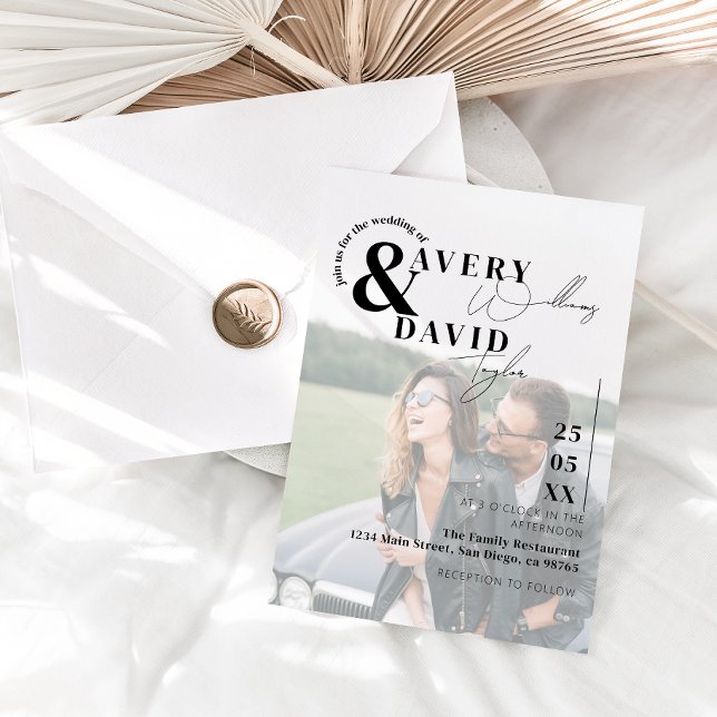 Foto Minimal Modernes Foto Einfache Hochzeit Einladung (Von Creator hochgeladen)