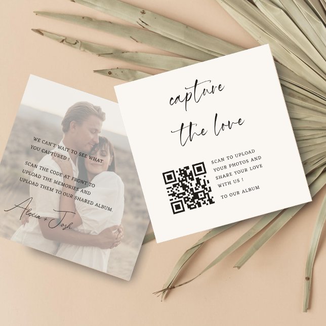 Foto-Minimal Share the Liebe QR Code Table Cards Mitteilungskarte (Von Creator hochgeladen)