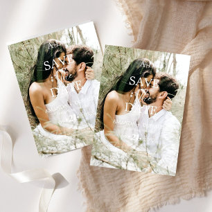 Foto-Minimalist-Hochzeit mit schwarzem und weißem  Save The Date