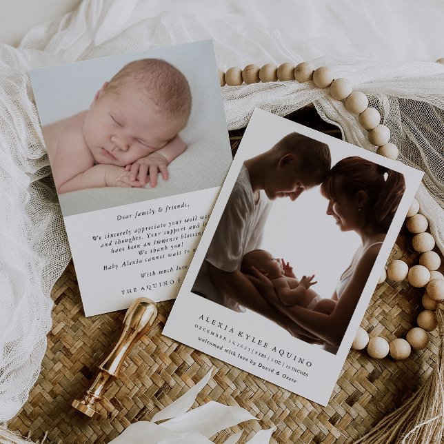 Foto Minimalistisch Baby Birth Announccard Einladung (Von Creator hochgeladen)