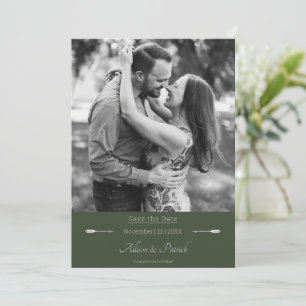 Foto Minimalistische Pfeile Olive Green Save The Date