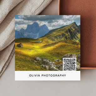 Foto Minimalistischer QR-Code Quadratische Visitenkarte