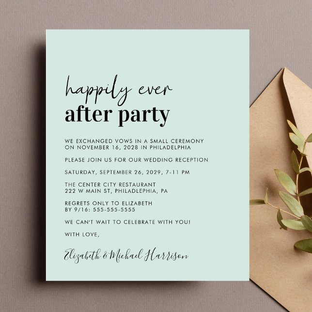 Foto Minze Hochzeitsempfang (A chic budget-friendly Happily Ever After Party invitation for your wedding celebration)