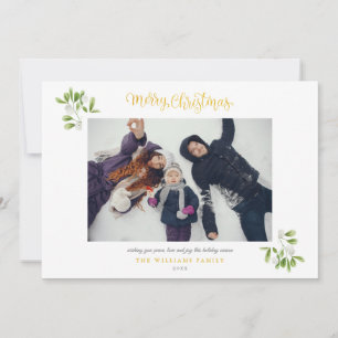 Foto Mistelzweig Gold Schriftzug Frohe Weihnachten