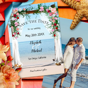 Foto mit Beach Arbor Hochzeitssache Speichern Sie Save The Date