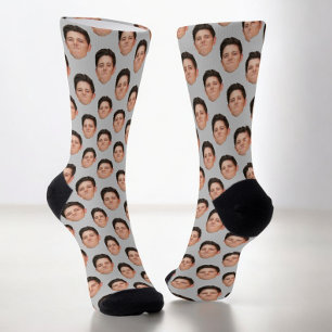 Foto mit benutzerdefiniertem, hellgrauem Crew Socken