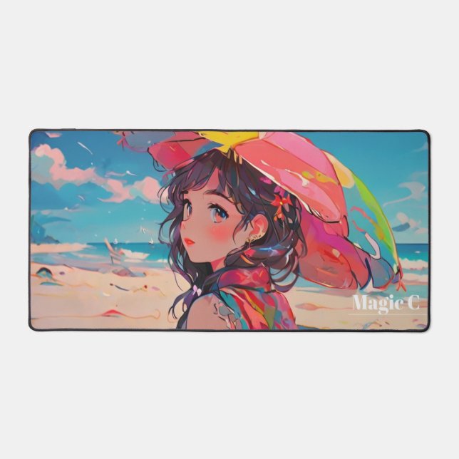 Foto mit bunten Girls am Strand Schreibtischunterlage (Vorderseite)