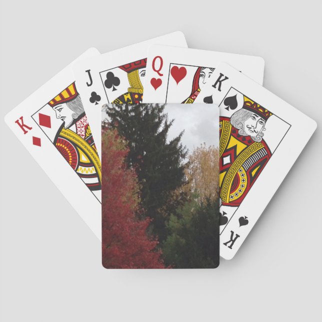 Foto mit bunten Herbstbäumen Spielkarten (Rückseite)