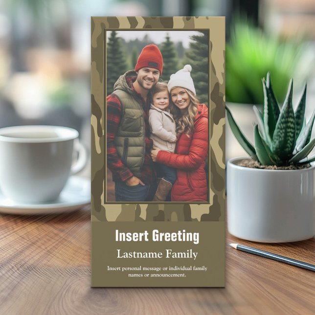 Foto mit Camouflage Print Militärische Urlaubskart (Custom Holiday Photo card - Can be used for any event)