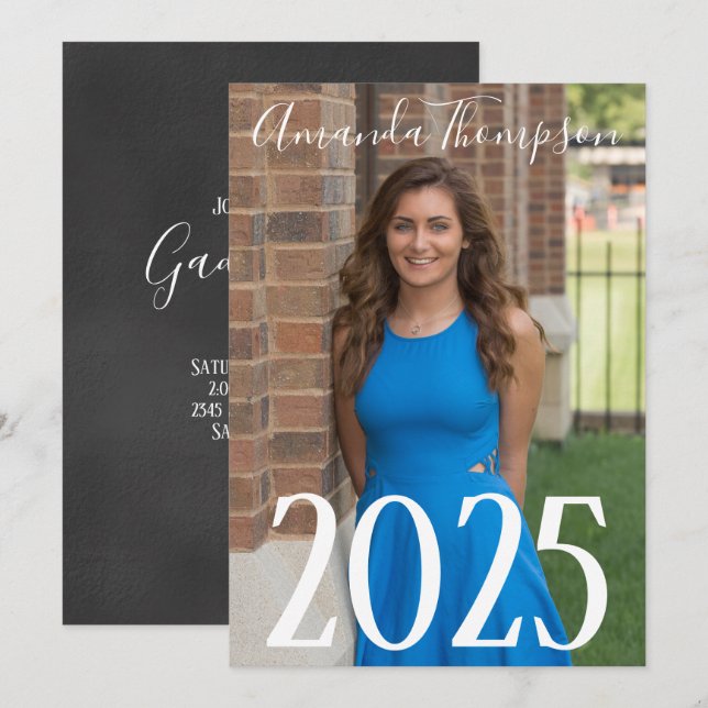 Foto mit Chalkboard-Hinterseite Grad Invite 5" x 7 Einladung (Vorne/Hinten)