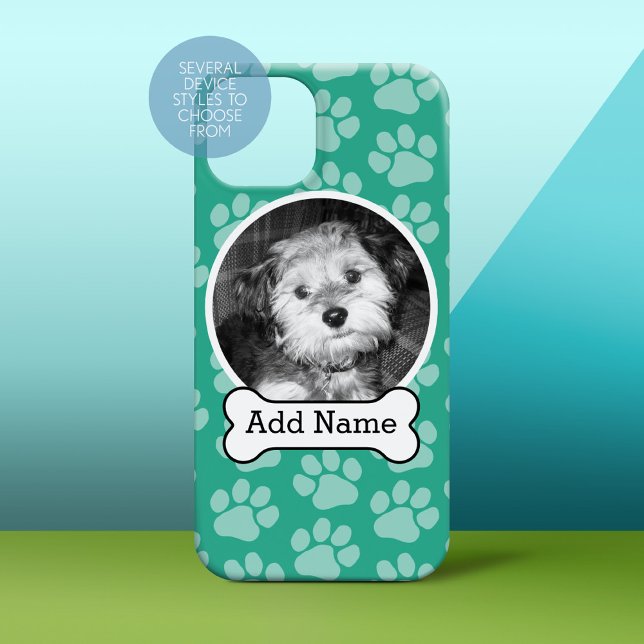 Foto mit Dog-Knochen und Paw-Druck grün Case-Mate iPhone Hülle (Personalized Phone Case)