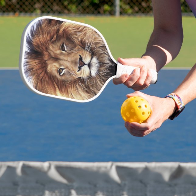 Foto mit großem Löwenkopf Pickleball Schläger (InSitu)