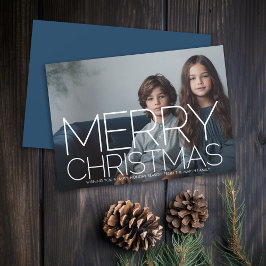 Foto mit großen Frohen Weihnachten - marineblau