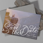 Foto mit Handschrift Save The Date<br><div class="desc">Curly fun Schriftsatz "Save the Date" über Vollblut-Foto,  passen Sie an,  um die Schriftart des bearbeitbaren Textes und Backers zu ändern. Schreiben von Becky Nimoy</div>