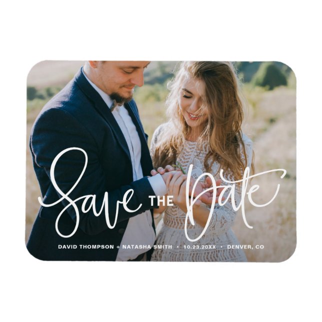 Foto mit Hübscher Hand Save the Date Magnet (Horizontal)