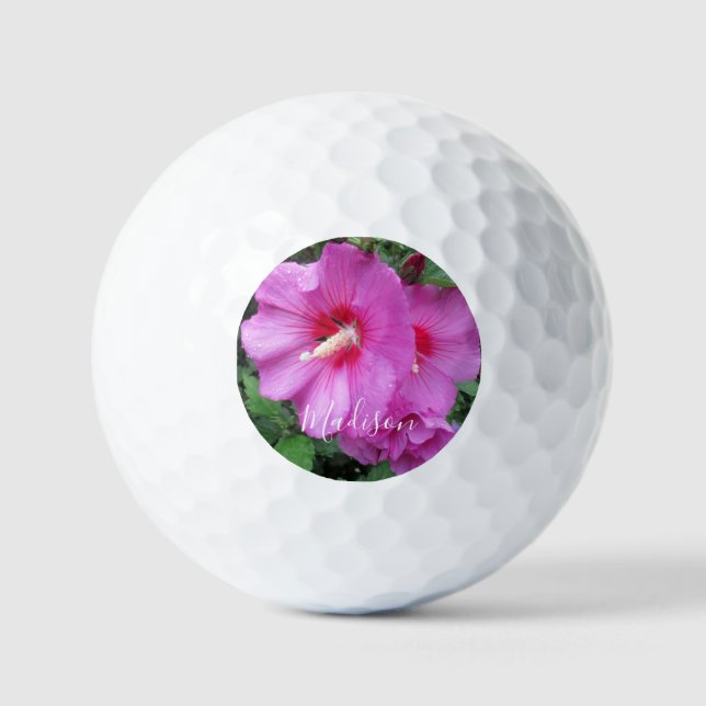 Foto mit hübscher rosa Blume Golfball (Vorderseite)