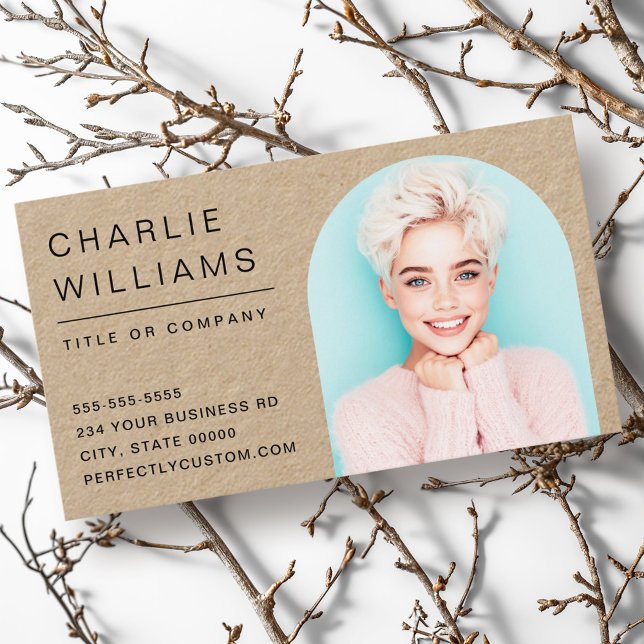 Foto mit minimalem Bogen Visitenkarte (Modern minimal arch photo frame Kraft paper Business Card)
