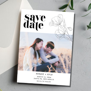 Foto mit Minimalistischer Blume Hochzeit speichern Save The Date