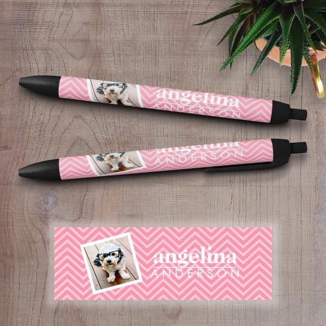 Foto mit modernem Zickzack Muster und Individuelle Kugelschreiber (Personalized writing pen - Add a Photo and Text)