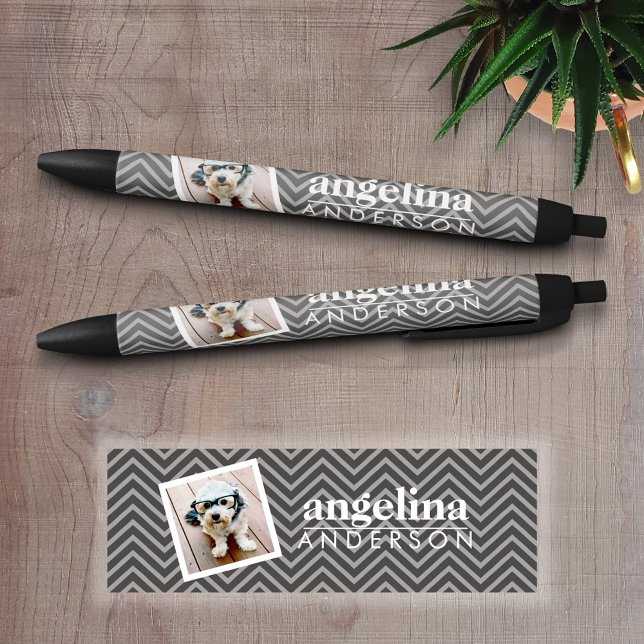 Foto mit modernem Zickzack Muster und Individuelle Kugelschreiber (Personalized writing pen - Add a Photo and Text)