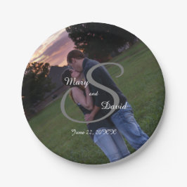 Foto mit Monogram Wedding Pappteller