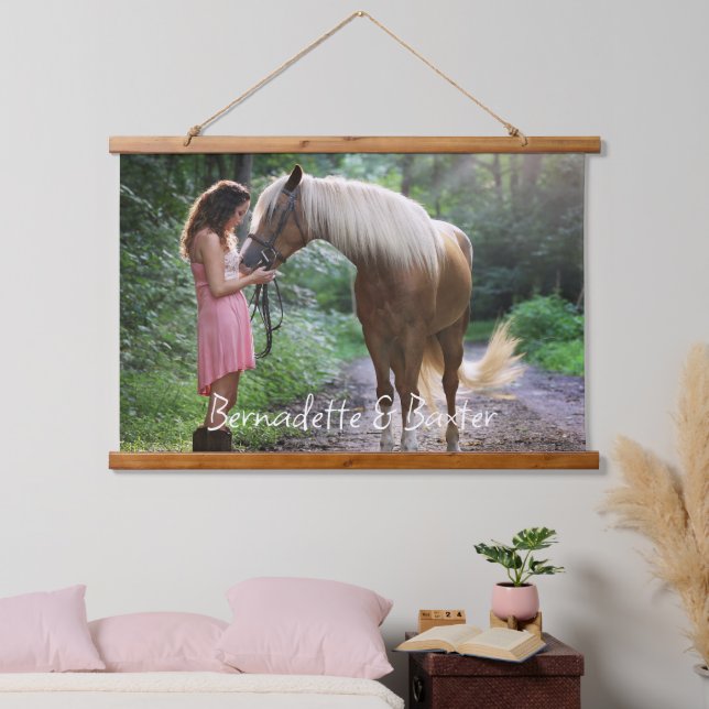 Foto mit Name oder Text für Pferdeliebhaber Wandteppich Mit Holzrahmen (Schlafzimmer)