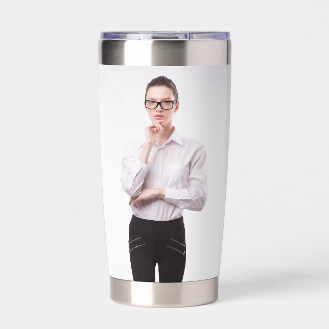 Foto mit personalisiertem Single - zwei benutzerde Thermobecher (Vorderseite)