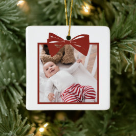 Foto mit personalisierter Schleife Keramikornament