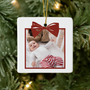 Foto mit personalisierter Schleife Keramikornament