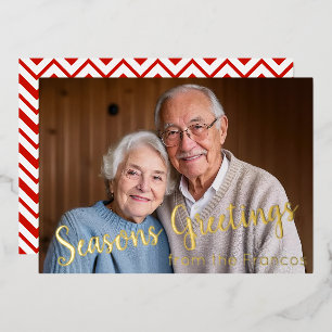 Foto mit Red Zig-Zag Back Foil Holiday Card Folien Feiertagskarte