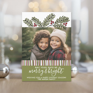 Foto mit Retro-Kiefernzweigen Feiertagskarte