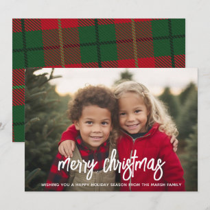 Foto mit riesiger MERRY-Schrift - Weihnachts-Plaid Feiertagskarte