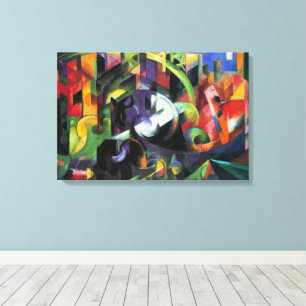 Foto mit Rindern von Franz Marc, Vintage Kunst Leinwanddruck