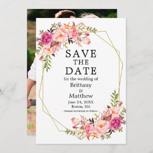 Foto mit rosa Rosen Save The Date