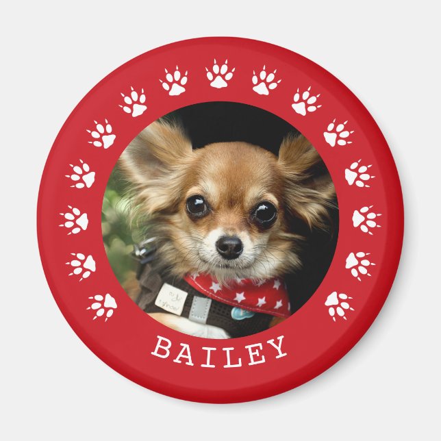 Foto mit rotem Paw-Druck Magnet (Vorne)