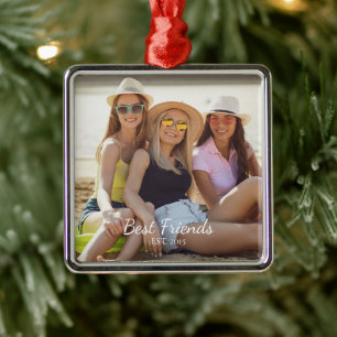 Foto mit Schriftzug 'Best Friends Established' Ornament Aus Metall