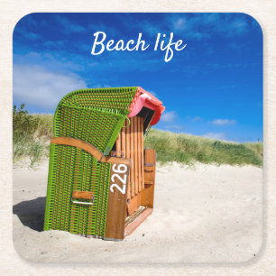 Foto mit Text Rechteckiger Pappuntersetzer