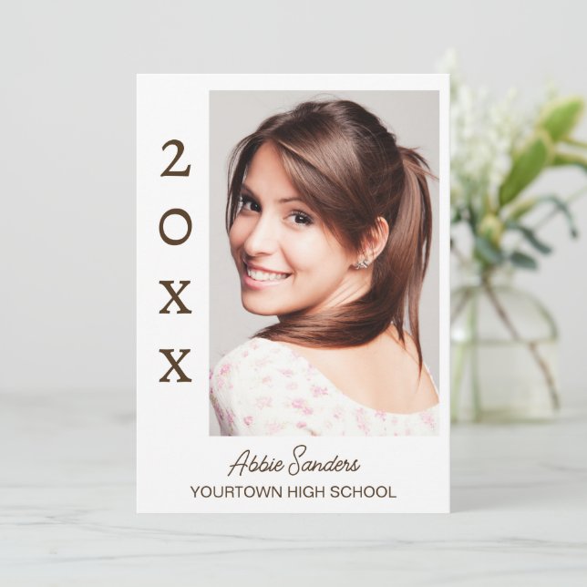 Foto mit weißem Abschluss Save the Date Einladung (Stehend Vorderseite)