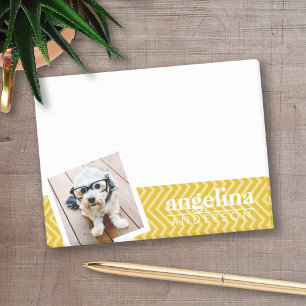 Foto mit Zickzack Gold-Muster und Individuelle Nam Post-it Klebezettel