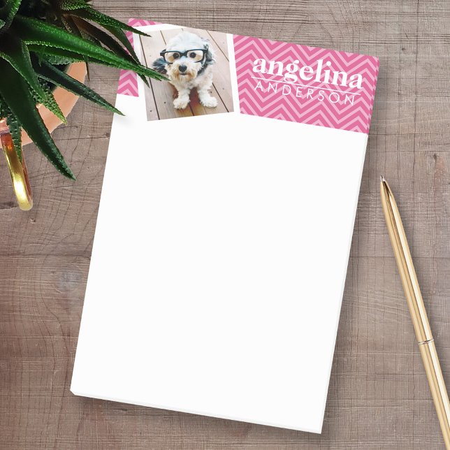 Foto mit Zickzack Muster-Individuelle Name in Hot  Post-it Klebezettel (Personalized Post-it Notes - add your name and other social media contact information)