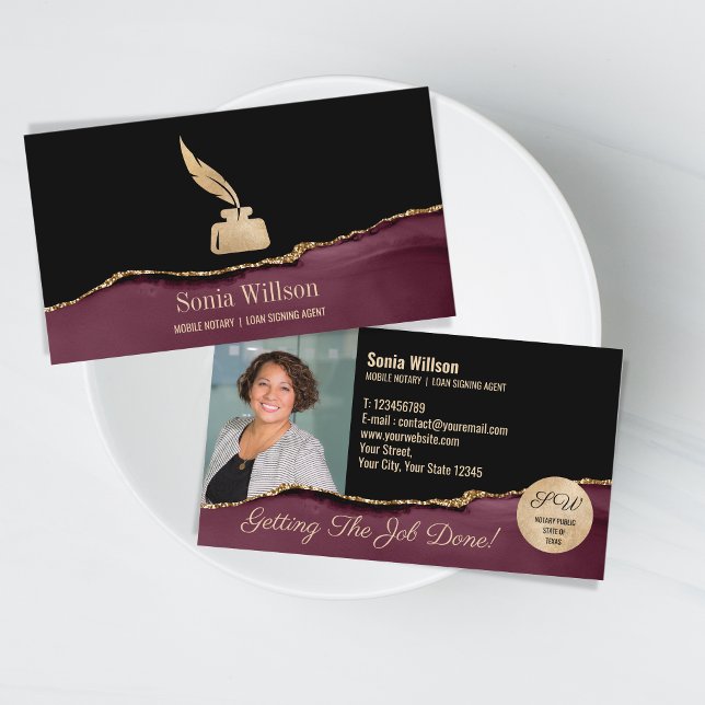 Foto Mobile Notary Loan Signature Agent Monogram Visitenkarte (Von Creator hochgeladen)