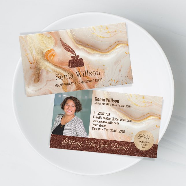 Foto Mobile Notary Loan Signature Agent Monogram Visitenkarte (Von Creator hochgeladen)
