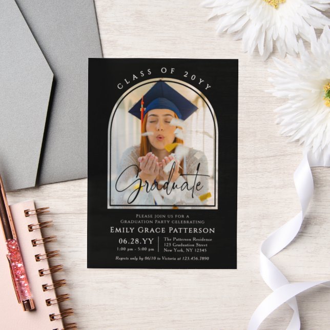 Foto Modern Arch Graduate Script Graduate Party (Hochzeit)