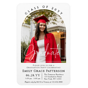 Foto Modern Arch Graduate Script Graduate Party Magnet