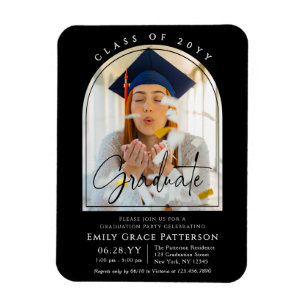 Foto Modern Arch Graduate Script Graduate Party Magnet