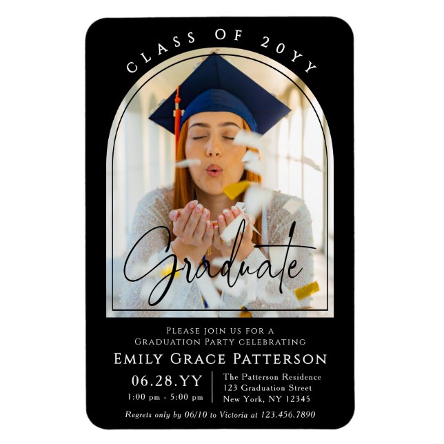 Foto Modern Arch Graduate Script Graduate Party Magnet (Vertikal)
